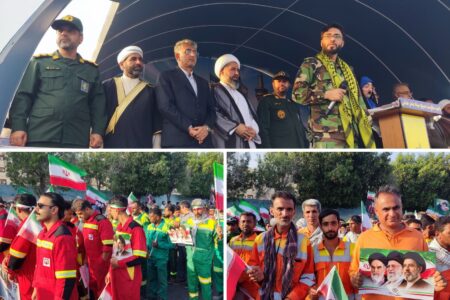 حضور فعال نیروهای پایگاه‌های بسیج شهرداری بندرعباس در گردهمایی جان‌فدایان  امام رضایی