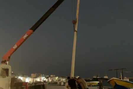 نصب سه پایه برج نوری در پارکینگ اسکله صیادان دوحه 