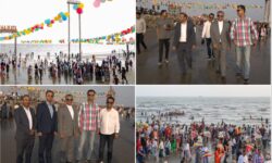 پیوند زیبای کودک و دریا در ساحل خواجهعطا